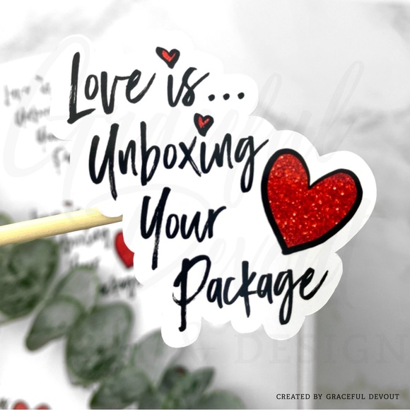 Love Is…Unboxing Your Package- Sticker 2" (inches) 48ct.)  [GD43-48] - Picture 4 of 5